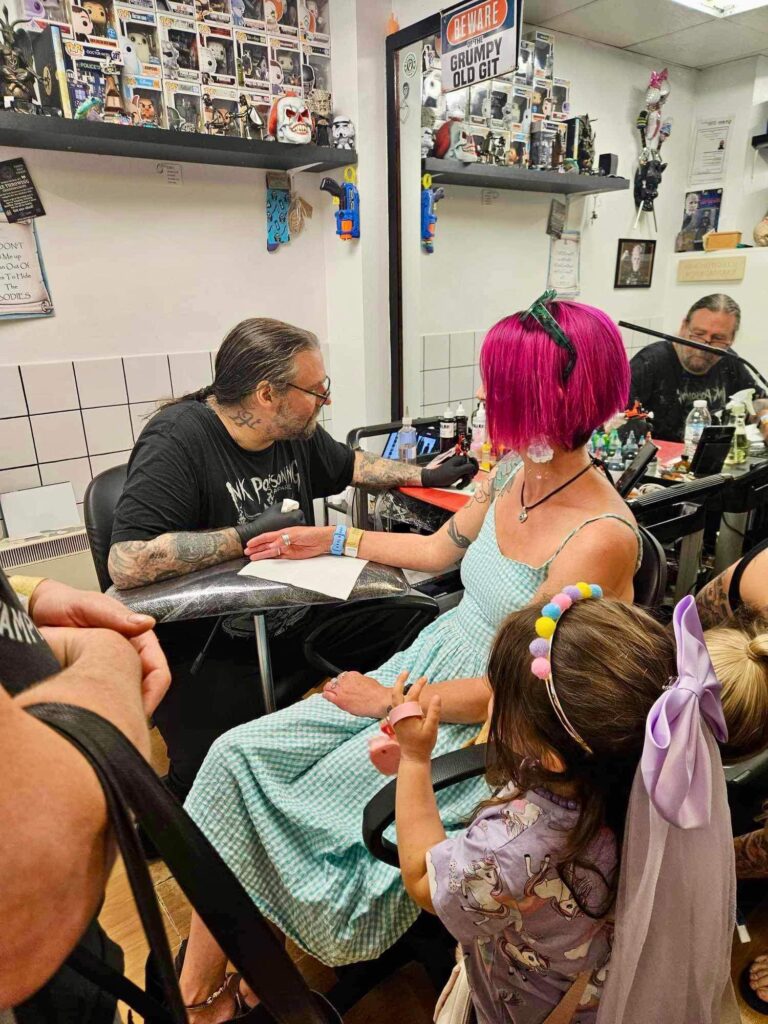 The Stop and Talk tattoo initiative at Pure Colours studio in Hatfield Road.