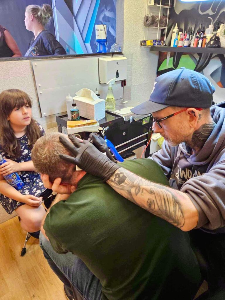 The Stop and Talk tattoo initiative at Pure Colours studio in Hatfield Road.