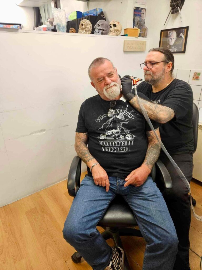 The Stop and Talk tattoo initiative at Pure Colours studio in Hatfield Road.