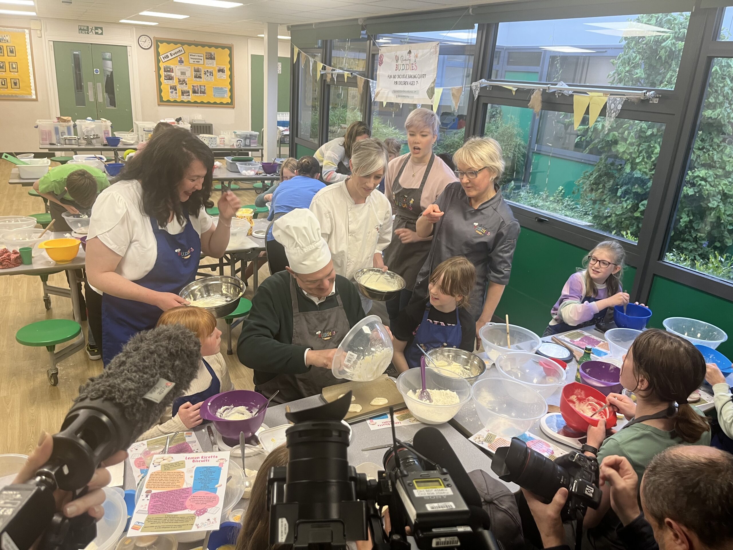 Lib Dem leader Sir Ed Davey joins Baking Buddies in Harpenden.