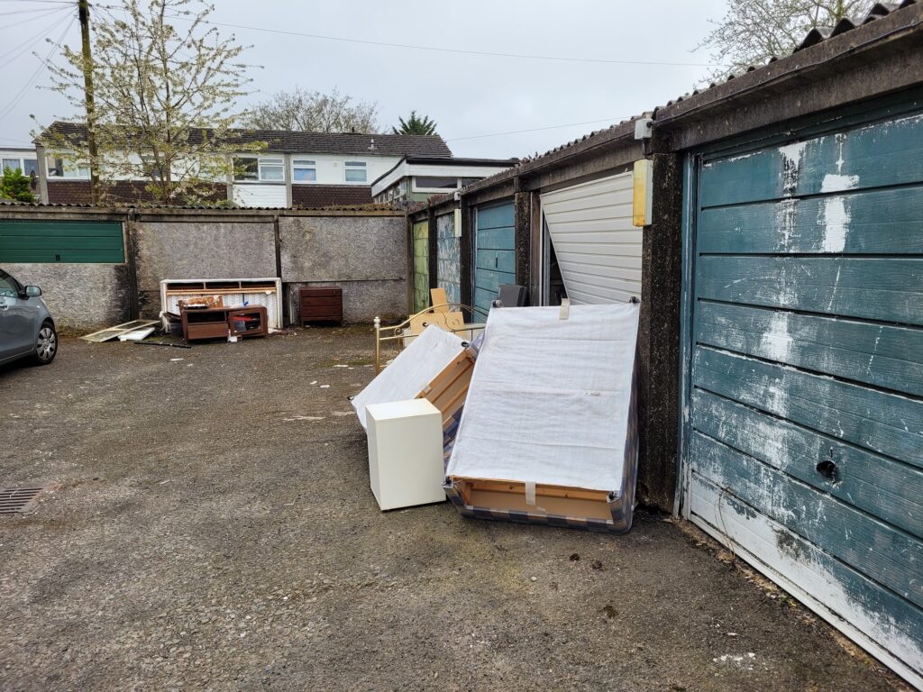Dumped rubbish at Cotlandswick garages.
