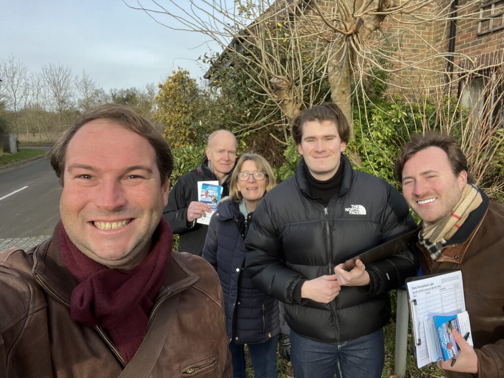 St Albans Conservative candidate James Spencer out canvassing.