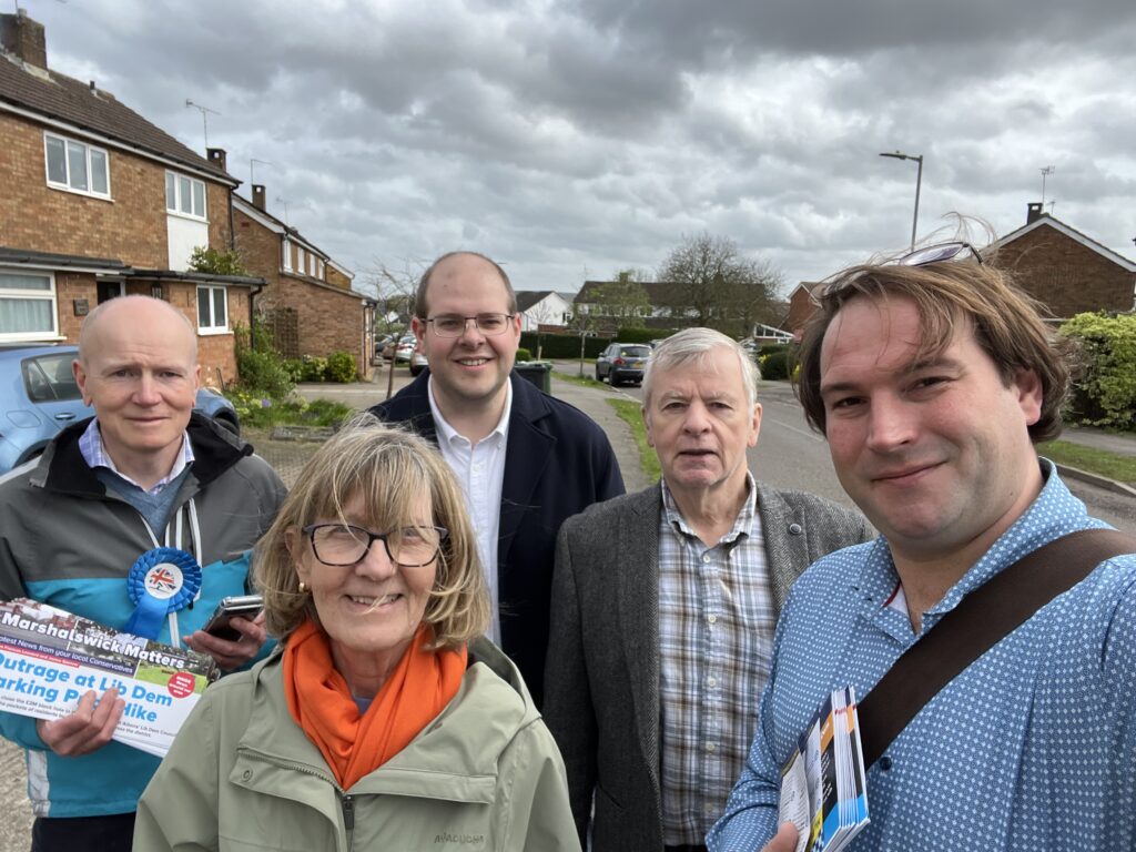 St Albans Conservative candidate James Spencer out canvassing.
