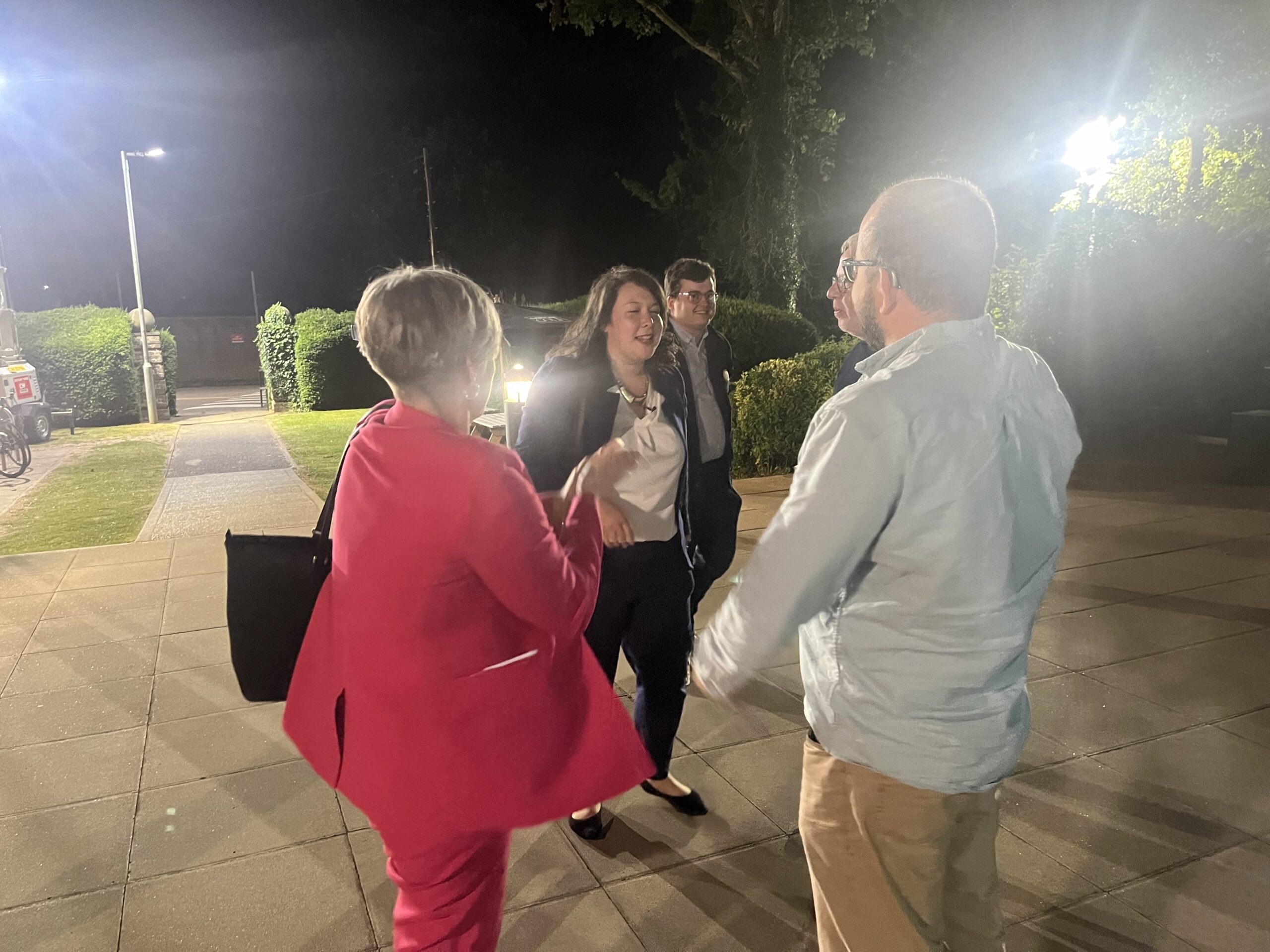 Victoria Collins arrives at the count.