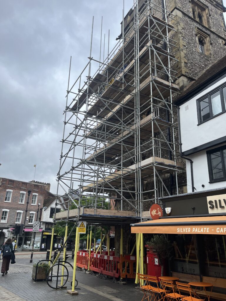 Repair work is underway at St Albans Clock Tower.