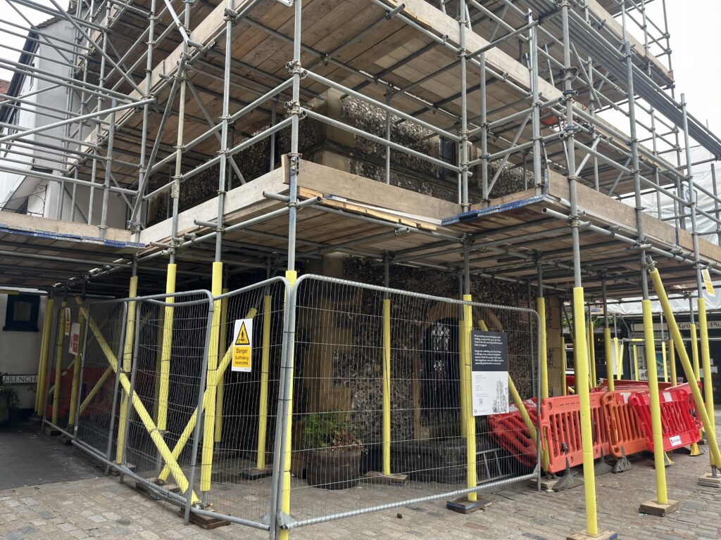Repair work is underway at St Albans Clock Tower.