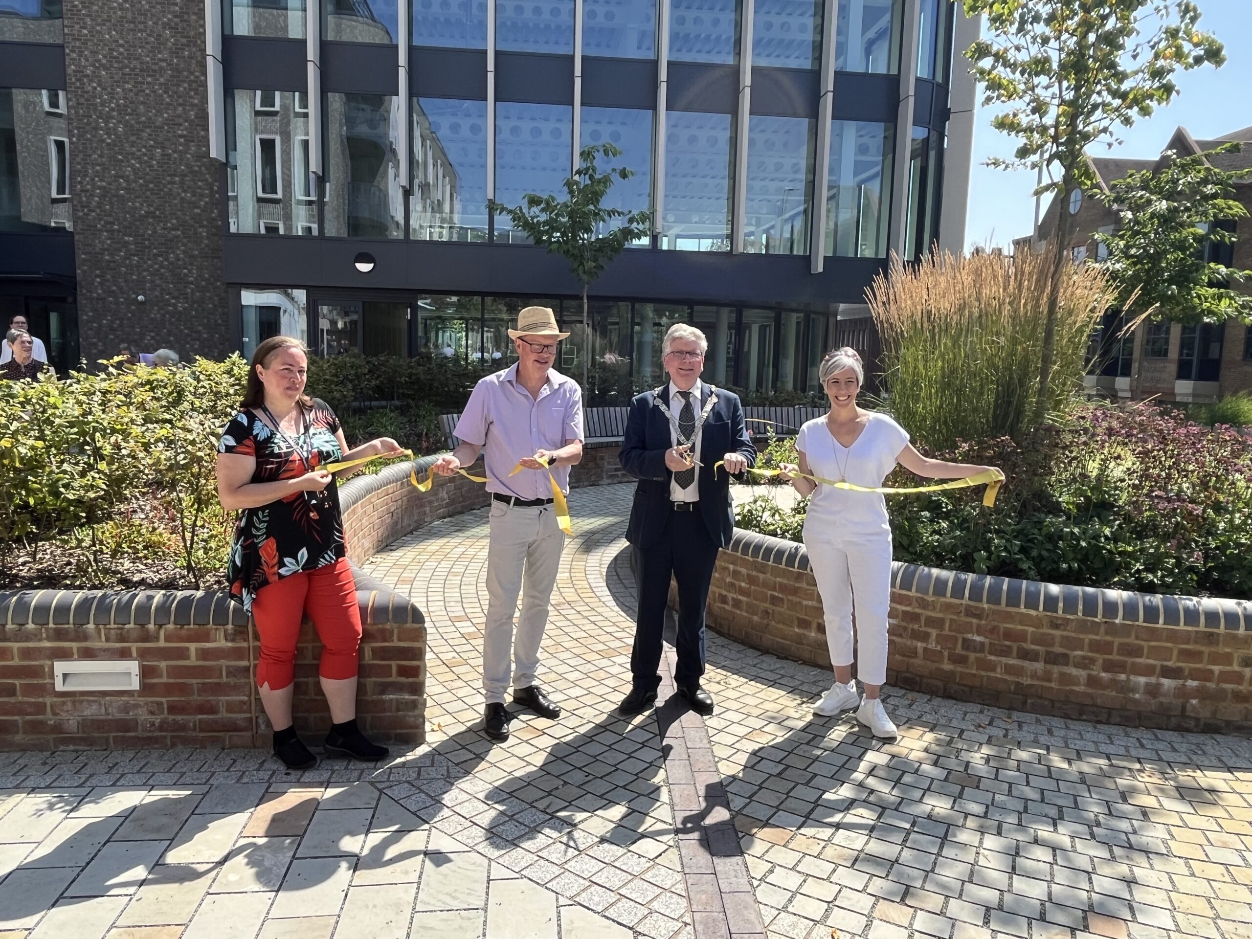 A ribbon was cut by Mayor Cllr Jamie Day, council leader Cllr Paul de Kort, Cllr Jacqui Taylor, the cabinet member for housing and community safety, and St Albans MP Daisy Cooper.