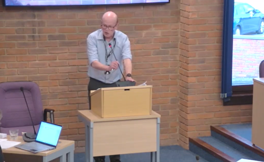 Cllr Paul de Kort, leader of SADC, at the full council meeting.