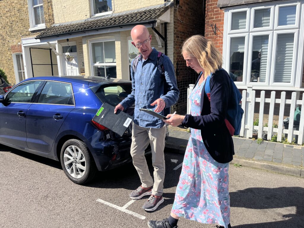Simon Grover and Juliet Voisey out knocking on doors in St Albans.