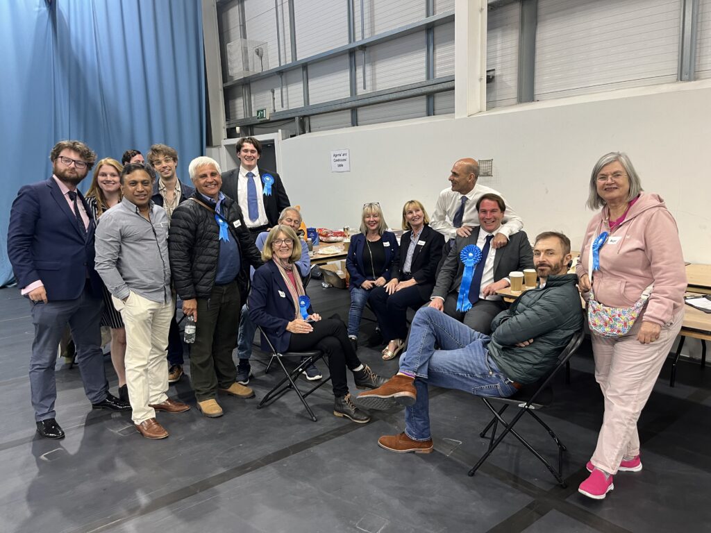 Tory candidates Nigel Gardner and James Spencer with their team.