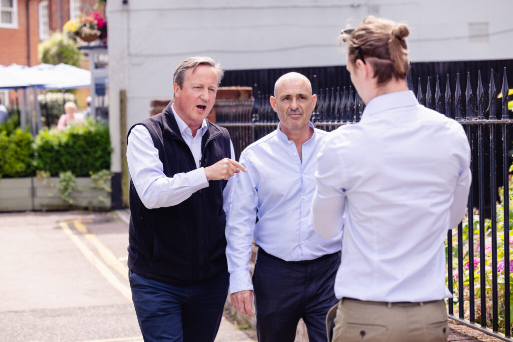 David Cameron visits Harpenden Conservative candidate Nigel Gardner. Photo: Penny Bird