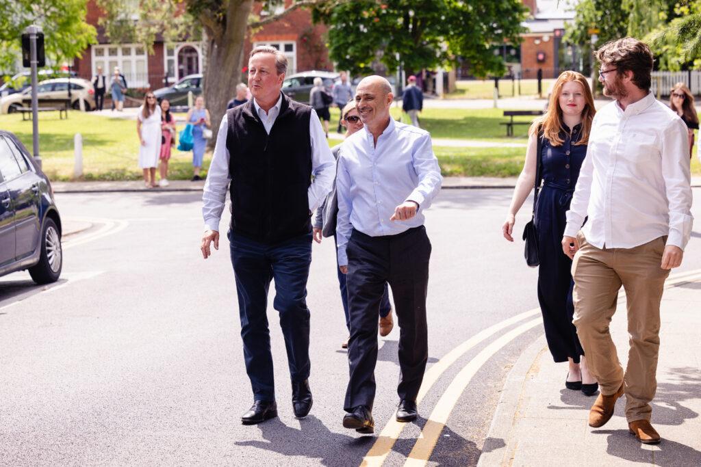 David Cameron visits Harpenden Conservative candidate Nigel Gardner. Photo: Penny Bird