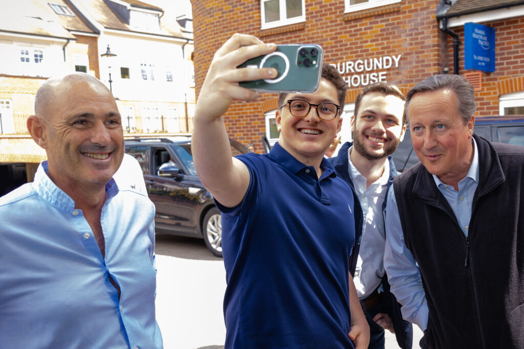 David Cameron visits Harpenden Conservative candidate Nigel Gardner. Photo: Penny Bird