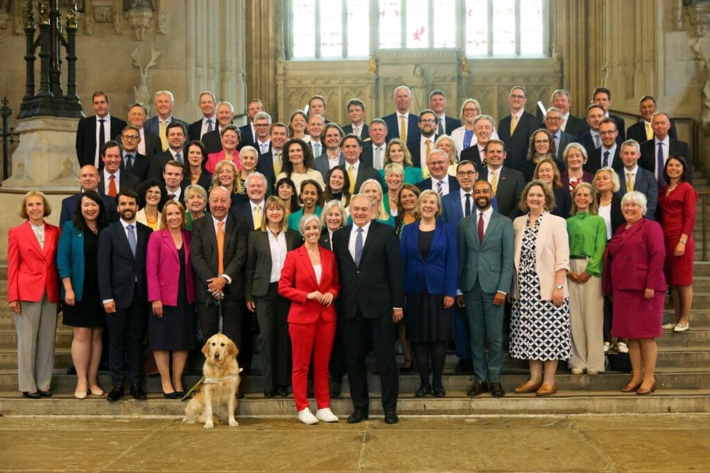Daisy Cooper, Sir Ed Davey and the Liberal Democrat MPs now in Parliament.