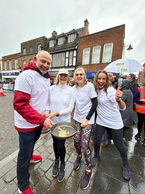 STANTA taking part in the St Albans pancake race.