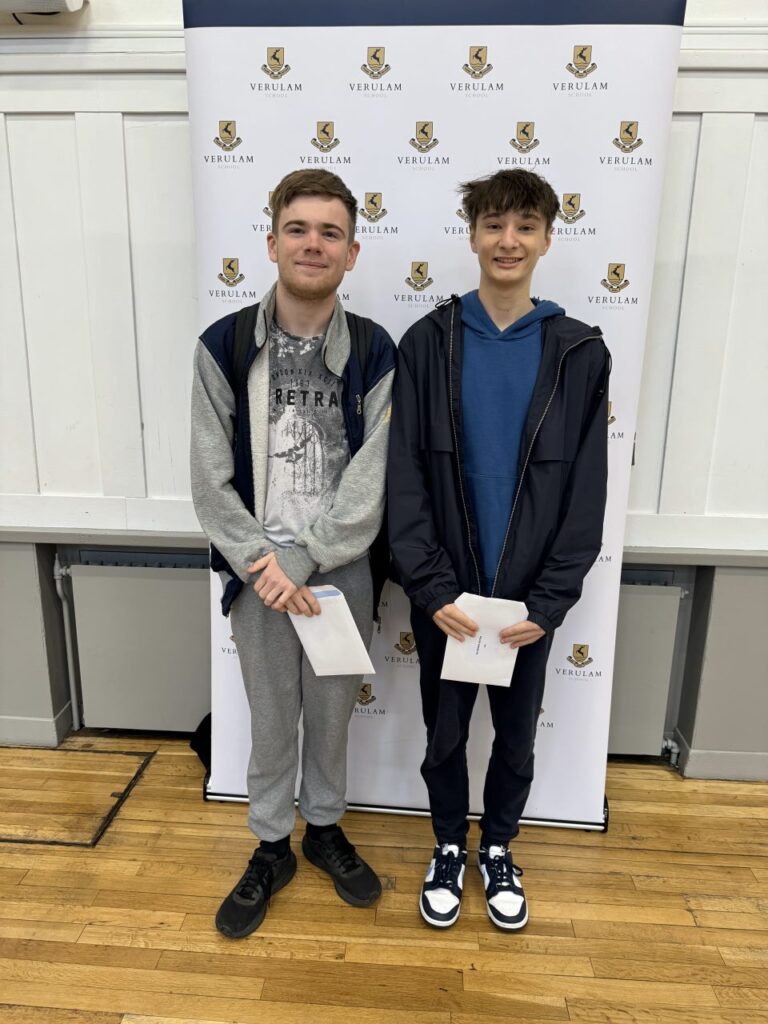 Verulam students receive their GCSE results.