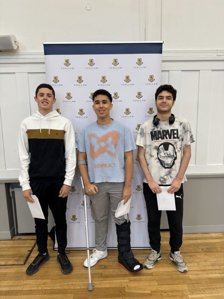 Verulam students receive their GCSE results.