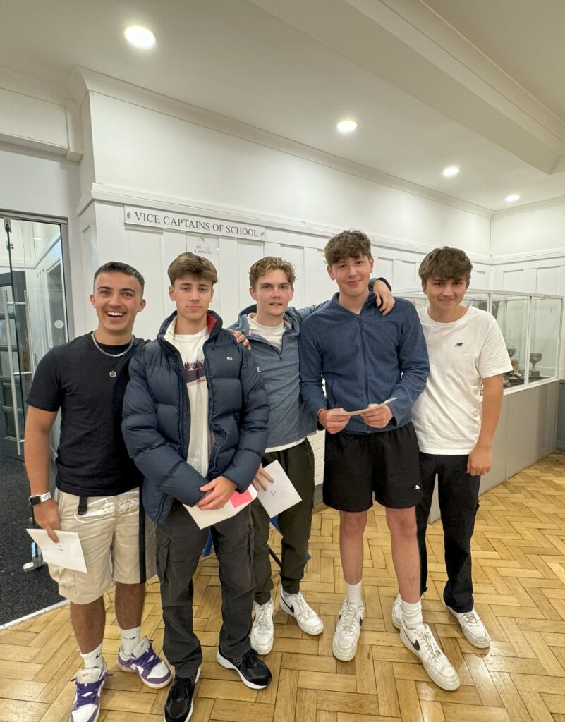 Verulam School pupils celebrate their A level results.