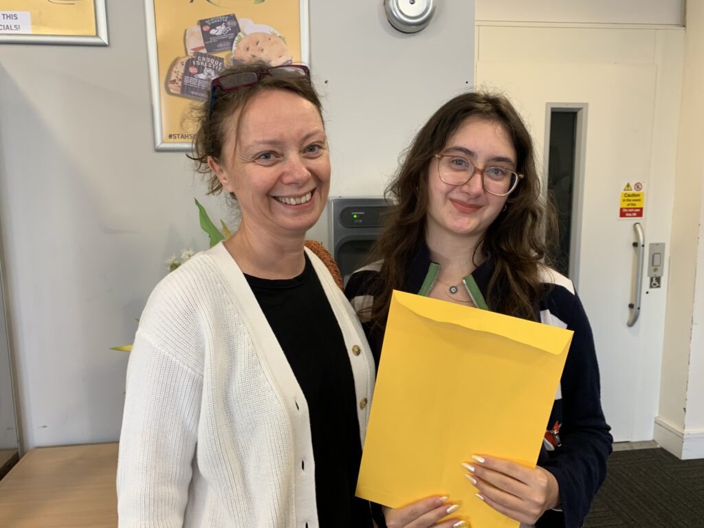 Celebrating A level results at St Albans High School for Girls.
