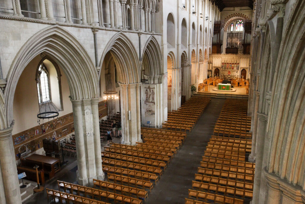 Inside St Albans Cathedral. Photo: Toby Shepheard