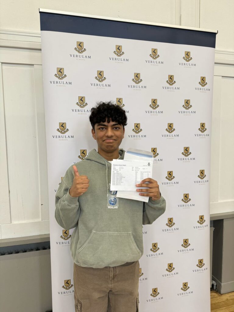 Verulam students receive their GCSE results.
