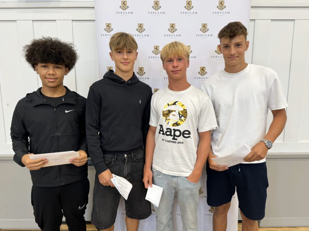 Verulam students receive their GCSE results.