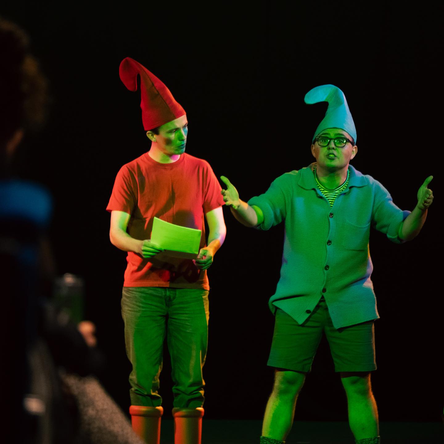 Tiarnan Doherty as Wheelbarrow and Max Elliot as Moonie in Gnome Anne’s Land at the Luton Homegrown Festival. Photo: Viewpoint Pictures