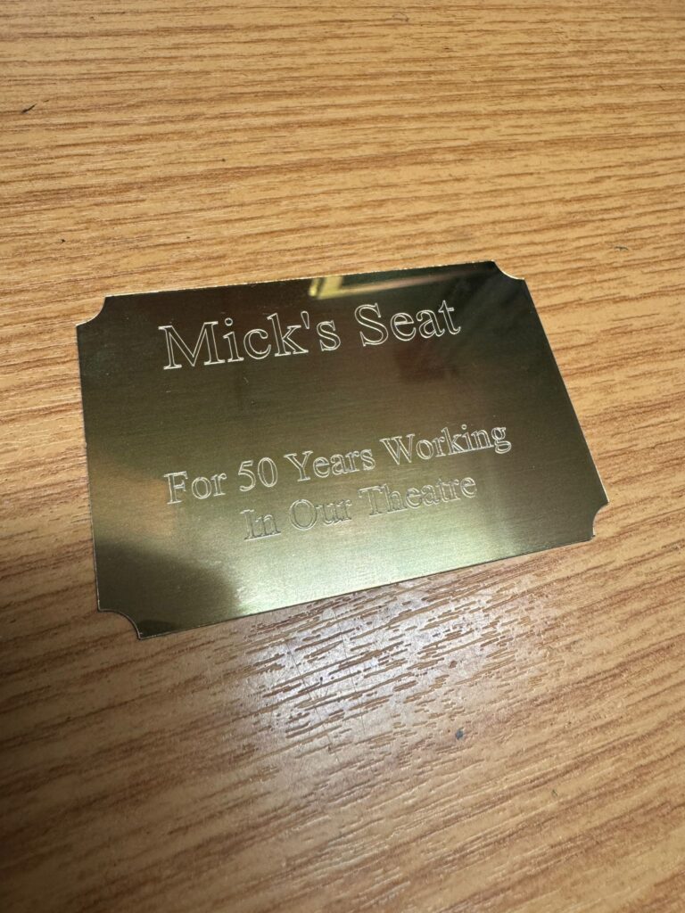 Mick Chaudry's plaque at the Alban Arena.