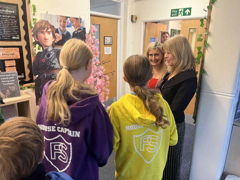 Cressida Cowell visits Fleetville Junior School.