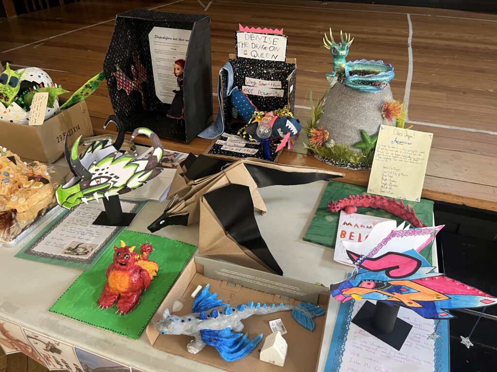 Pupils' dragon designs.