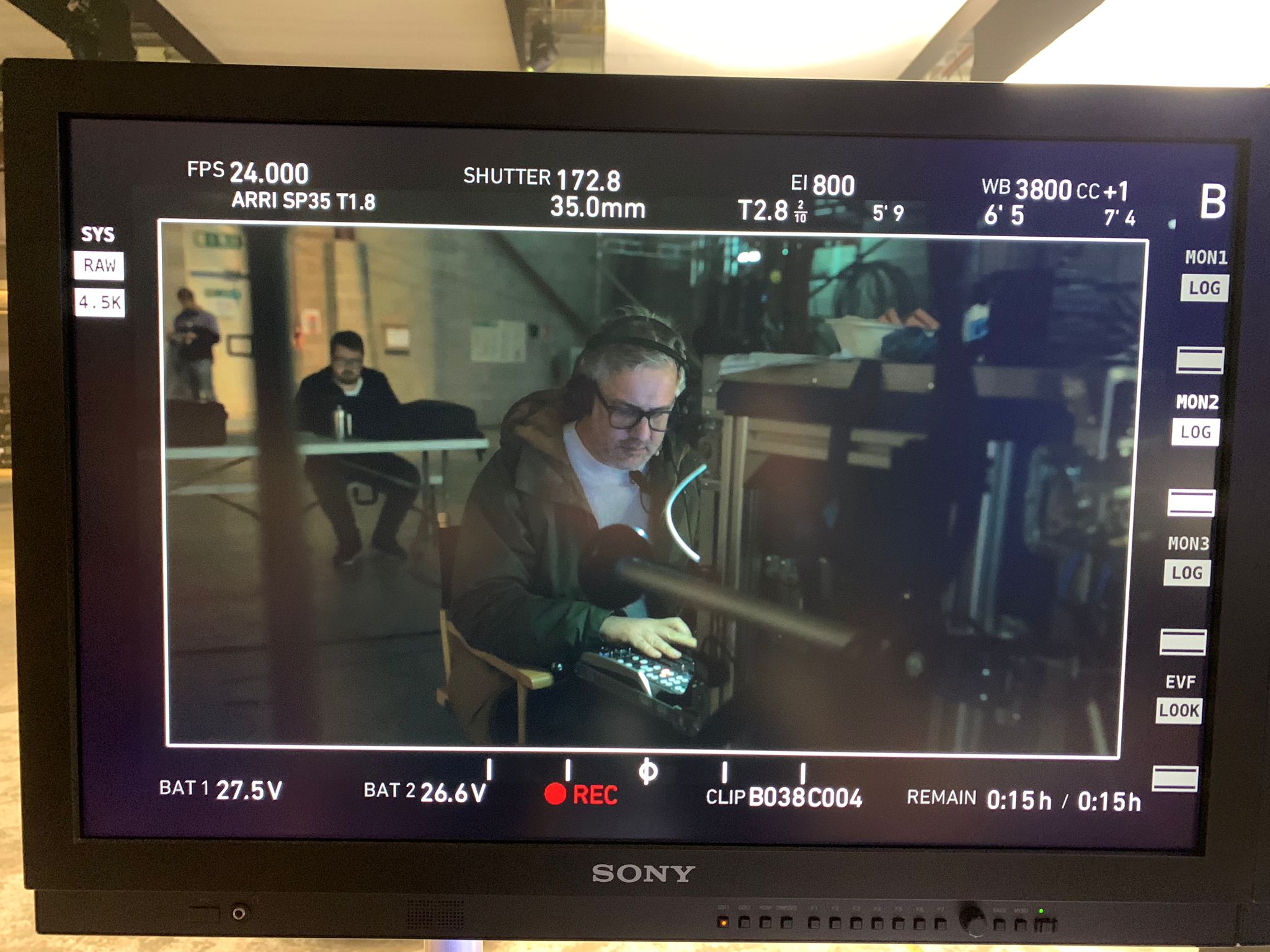 Sound mixer Tom Barrow at work