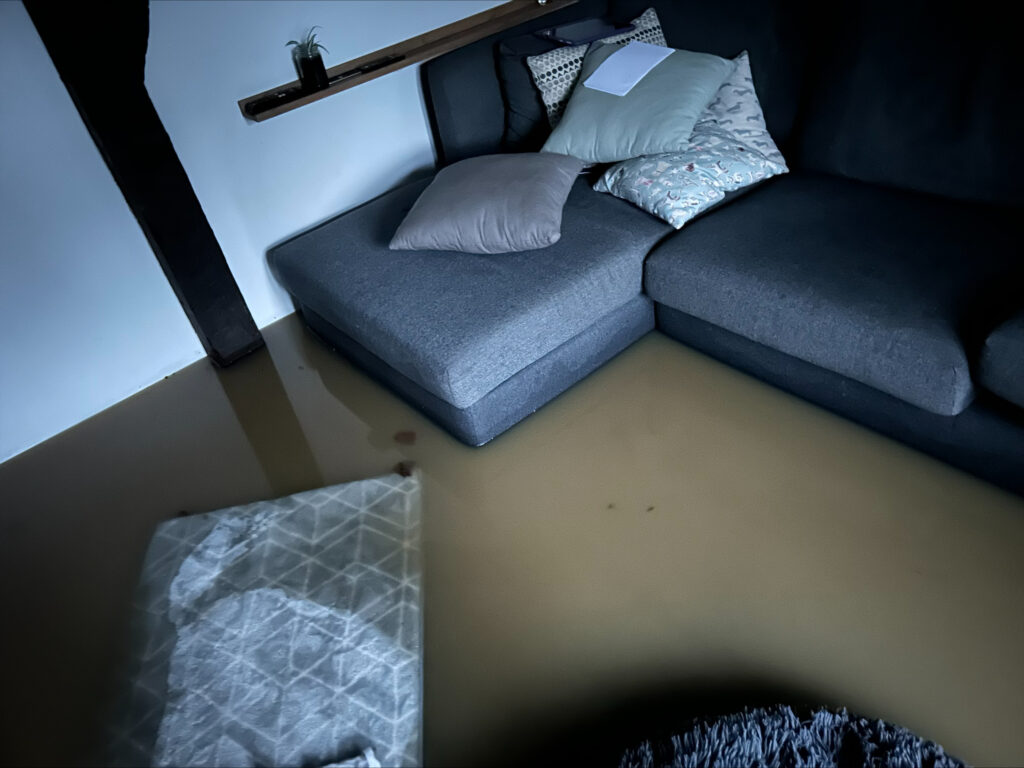 Flooding at the McDermotts' family home.