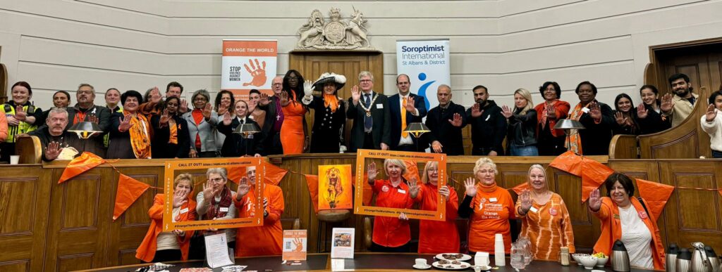 The launch of Orange the World 2024 by St Albans Soroptimists.