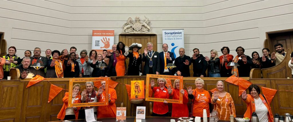 The launch of Orange the World 2024 by St Albans Soroptimists.