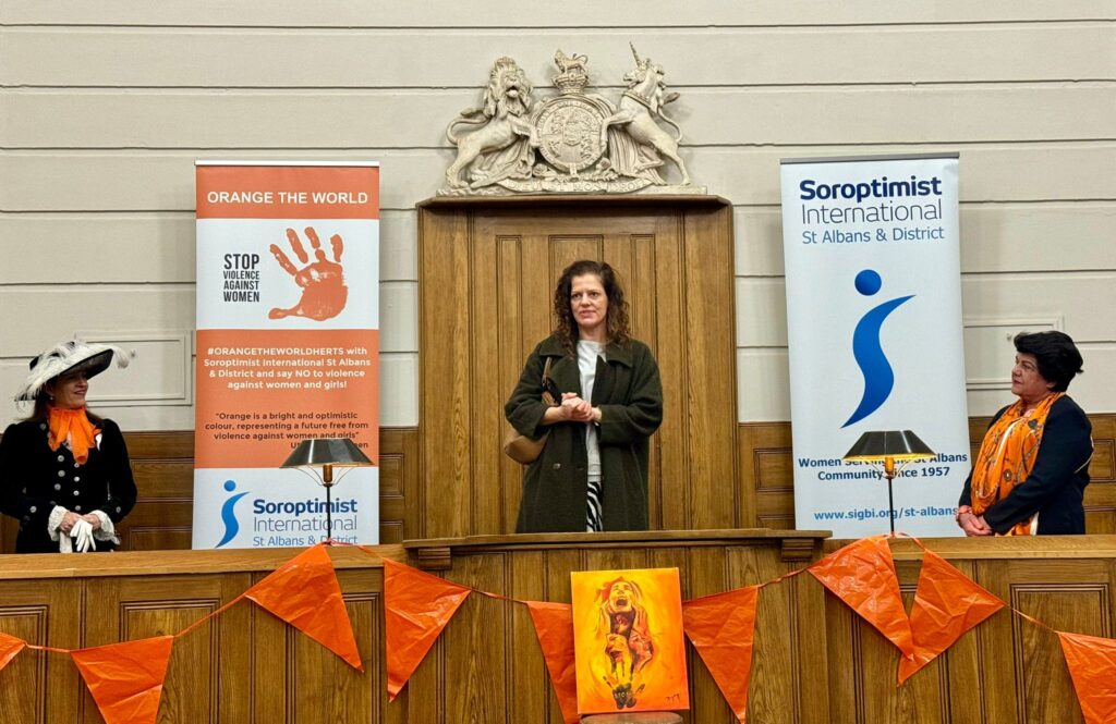 The launch of Orange the World 2024 by St Albans Soroptimists.