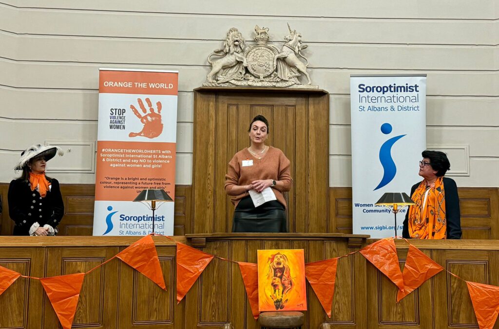 The launch of Orange the World 2024 by St Albans Soroptimists.
