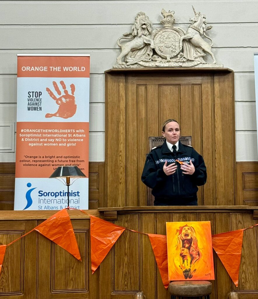 The launch of Orange the World 2024 by St Albans Soroptimists.