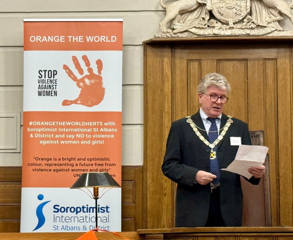 The launch of Orange the World 2024 by St Albans Soroptimists.