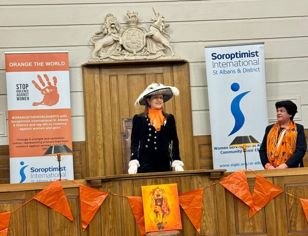 The launch of Orange the World 2024 by St Albans Soroptimists.