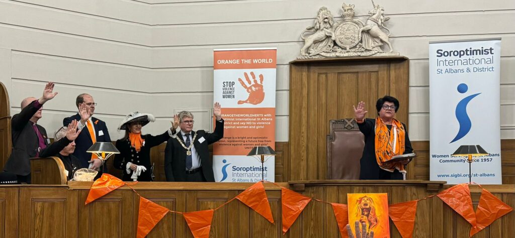 The launch of Orange the World 2024 by St Albans Soroptimists.