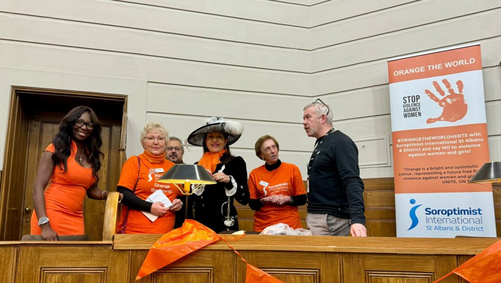 The launch of Orange the World 2024 by St Albans Soroptimists.