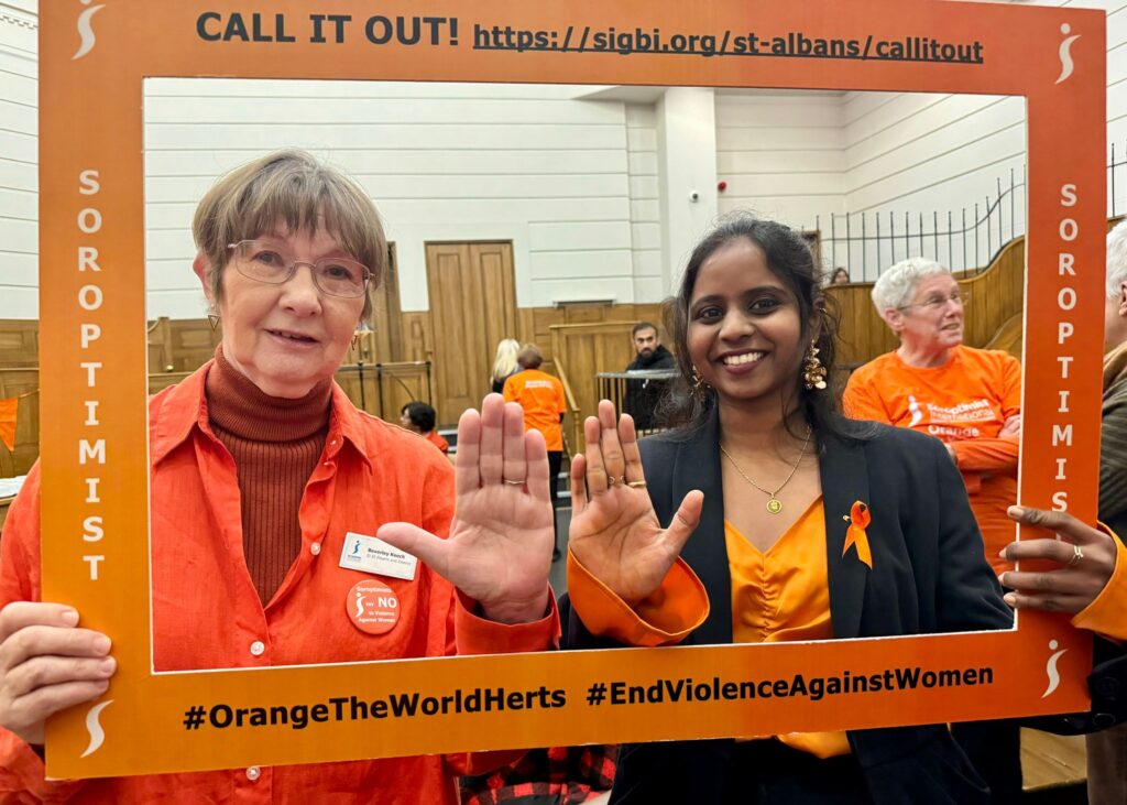 The launch of Orange the World 2024 by St Albans Soroptimists.