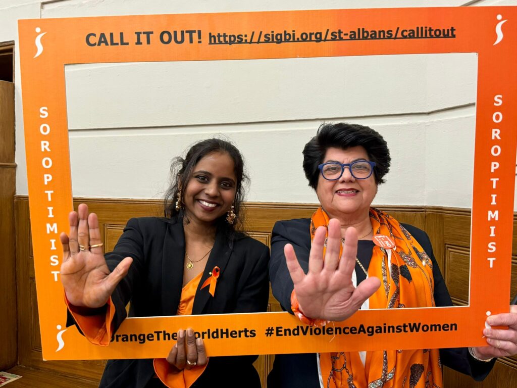 The launch of Orange the World 2024 by St Albans Soroptimists.