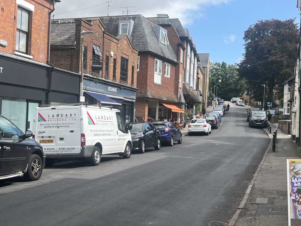 On-street parking in Harpenden.