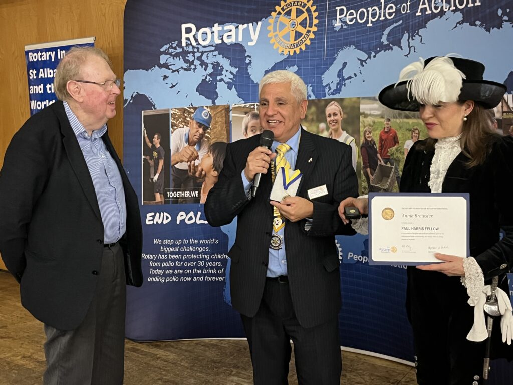 High Sheriff Annie Brewster was given a Paul Harris Award by Rotarians.
