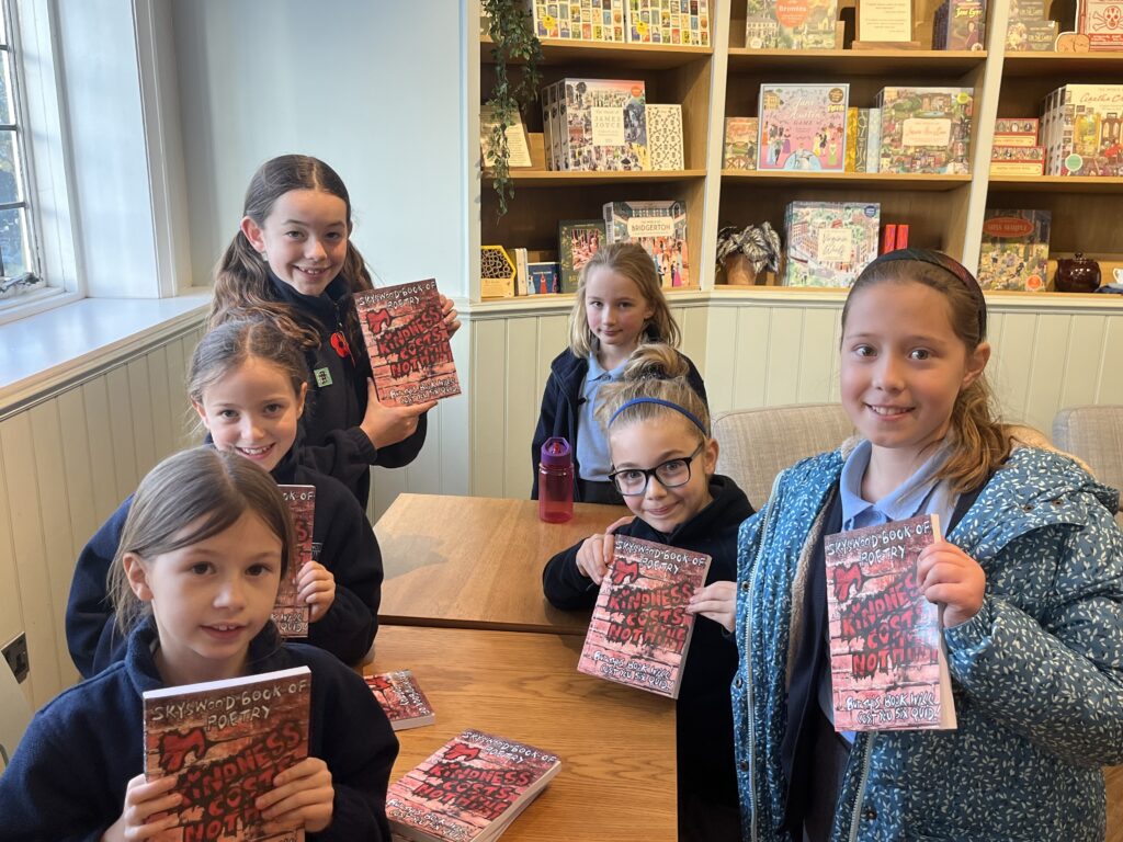 The launch of Skyswood Primary School's poetry book at St Albans Waterstones.