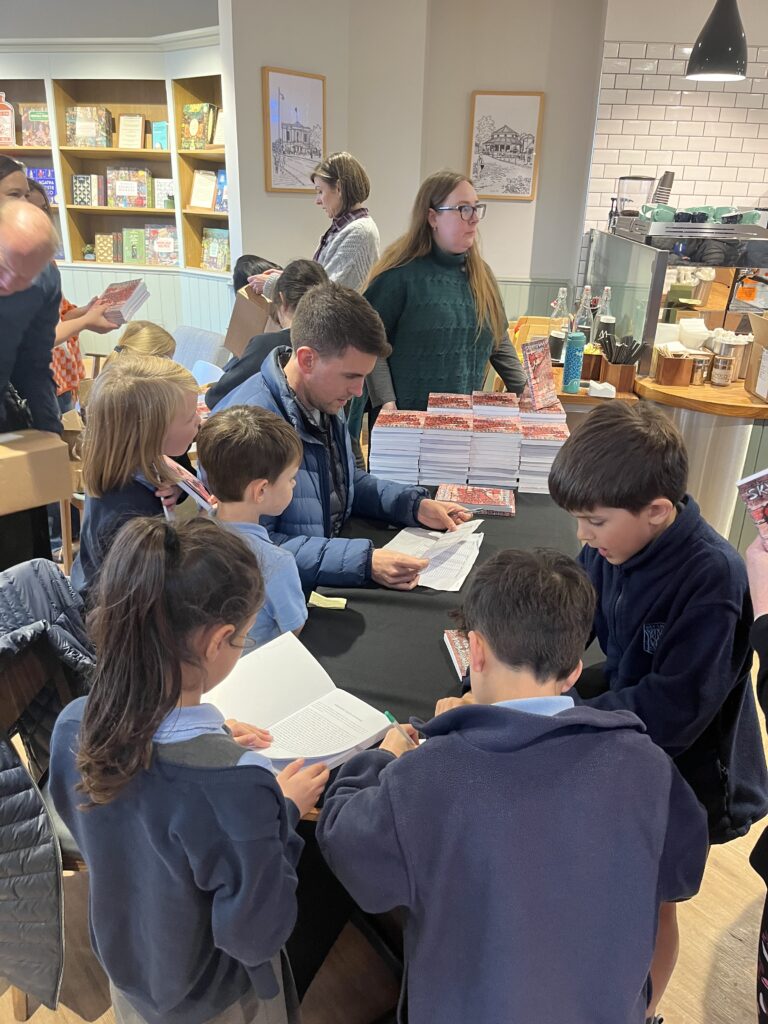 The launch of Skyswood Primary School's poetry book at St Albans Waterstones.
