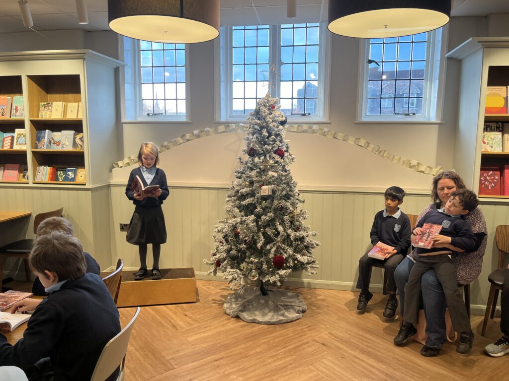 The launch of Skyswood Primary School's poetry book at St Albans Waterstones.