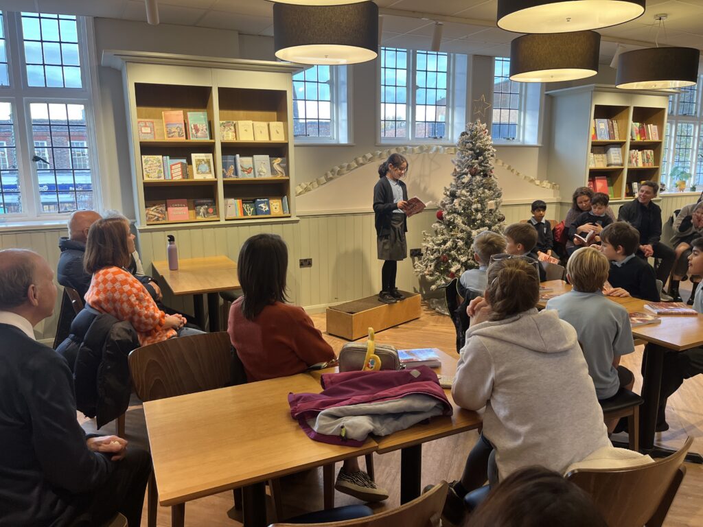 The launch of Skyswood Primary School's poetry book at St Albans Waterstones.