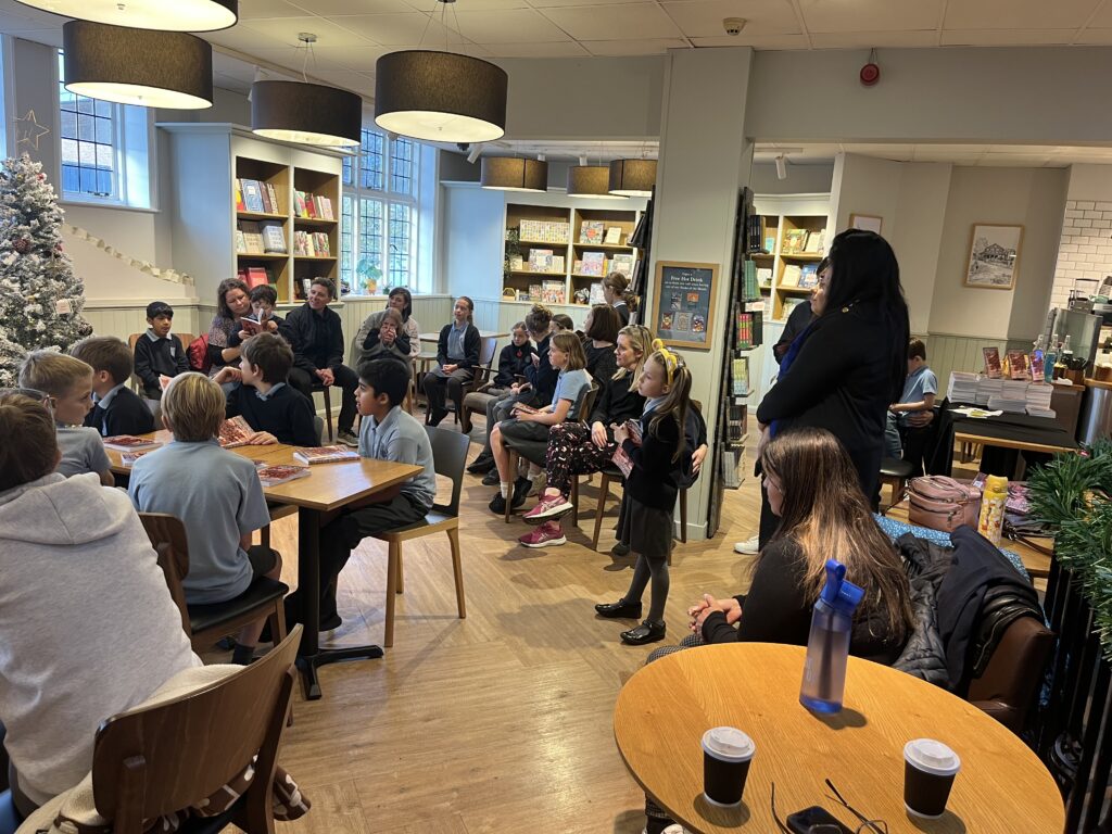 The launch of Skyswood Primary School's poetry book at St Albans Waterstones.